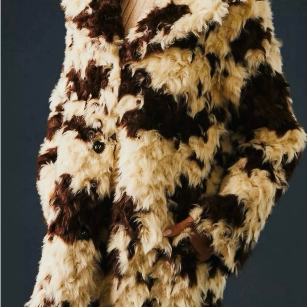 Anthropologie Brown and Cream Teddy Jacket